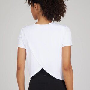 Women's Super Soft Short Sleeve Tee w/Tulip Back - White
